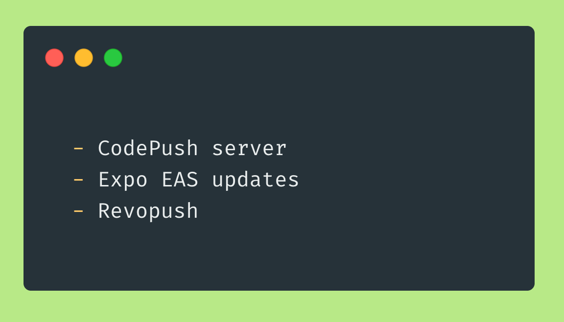 App center CodePush alternatives for React Native